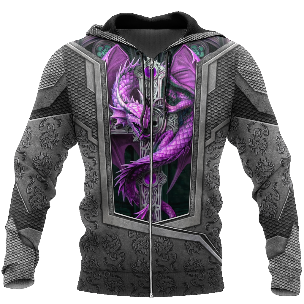 3D Tattoo and Dungeon Dragon Hoodie HAC27121-Apparel-NM-Zip hoodie-S-Vibe Cosy™