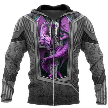 3D Tattoo and Dungeon Dragon Hoodie HAC27121-Apparel-NM-Zip hoodie-S-Vibe Cosy™