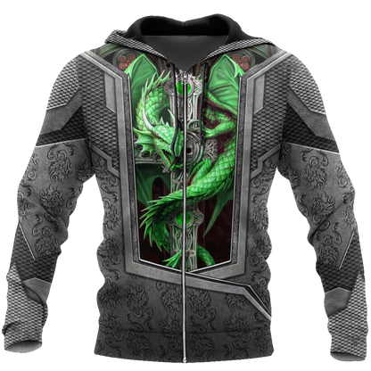 3D Tattoo and Dungeon Dragon Hoodie HAC27122-Apparel-NM-Zip hoodie-S-Vibe Cosy™