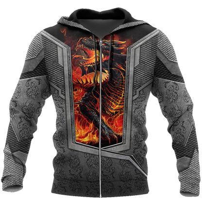 3D Tattoo and Dungeon Dragon Hoodie HAC27126-Apparel-NM-Zip hoodie-S-Vibe Cosy™