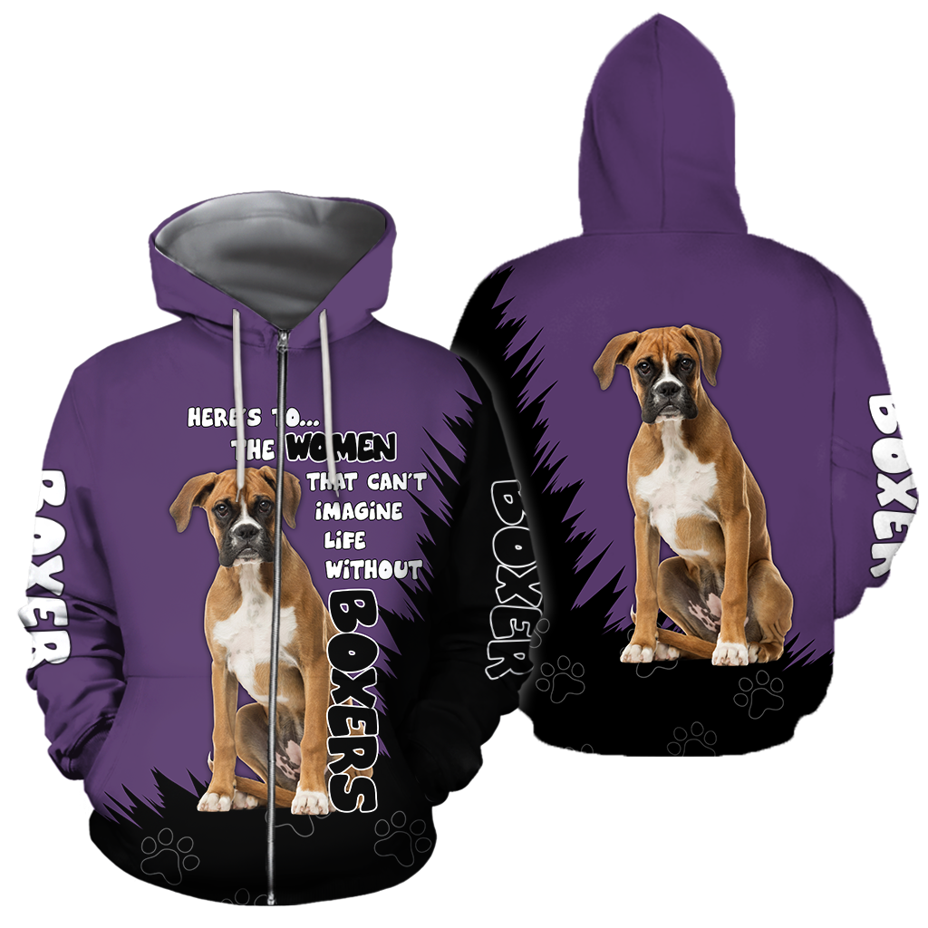 Dog Lover Boxer 3D Full Printed Shirt For Men And Women Pi281206-Apparel-MP-Zipped Hoodie-S-Vibe Cosy™