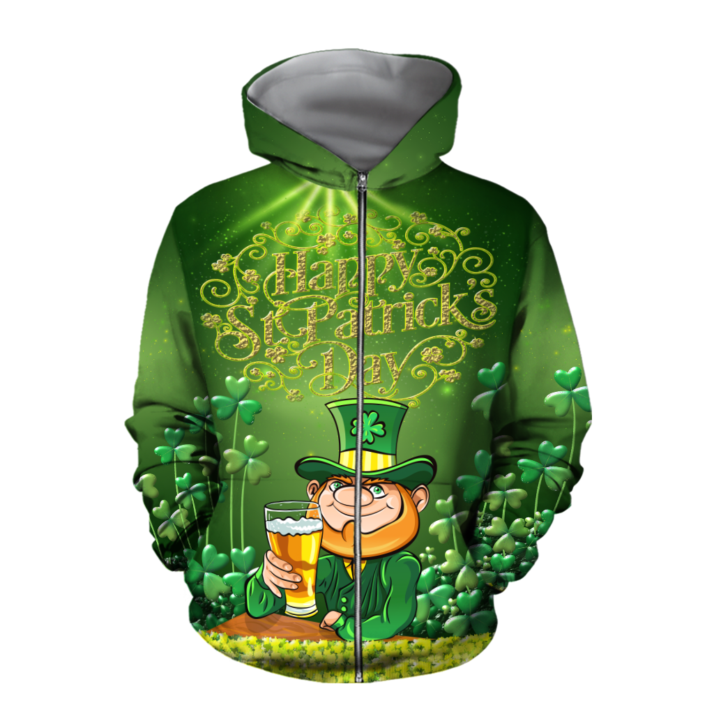 Happy St Patrick's Day Irish Hoodie T-Shirt Sweatshirt for Men and Women Pi170205-Apparel-NM-Zip hoodie-S-Vibe Cosy™