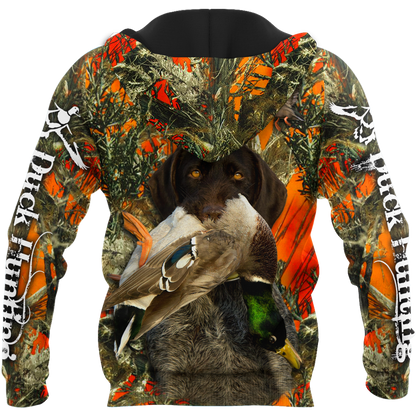 Personalized Name Hunting 3D Unisex Shirts Duck Hunting Labrador Retriever Orange Camo