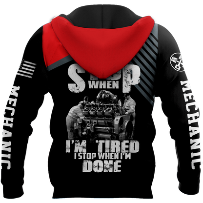 Mechanic I Stop When I'm Done 3D All Over Printed Hoodie For Men and Women TN