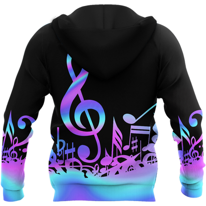 Purple Music Notes 3D All Over Printes