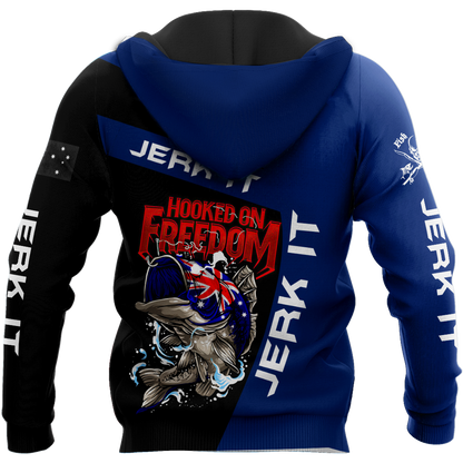 Tmarc Tee Hooked on Freedom Australia Fishing 3D printed shirts for men and women