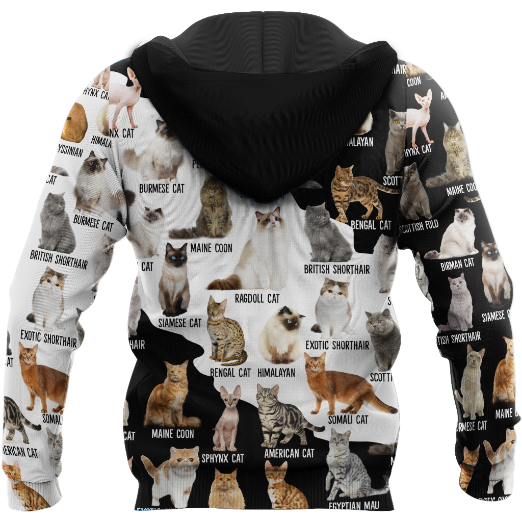 Love Cat Breeds World line premium hoodie sweatshirt