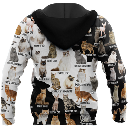 Love Cat Breeds World line premium hoodie sweatshirt