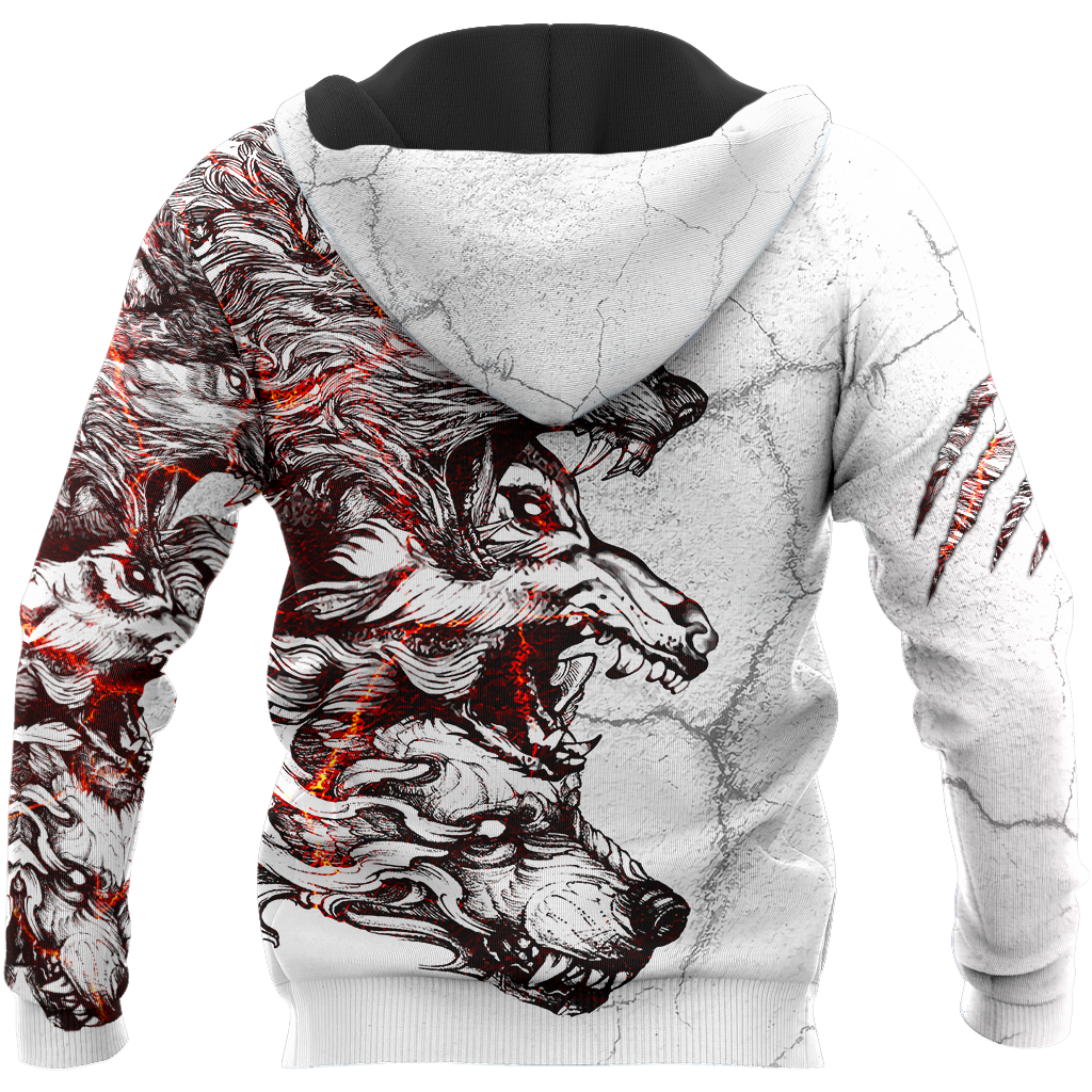 Three Gray Wolfs White Tattoo 3D Over Printed Shirt for Men and Women