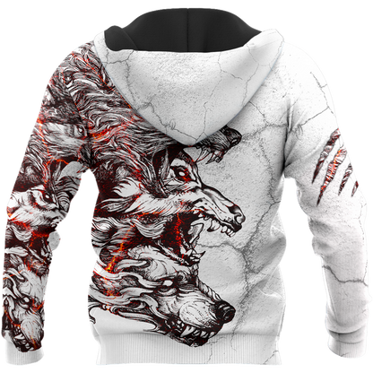 Three Gray Wolfs White Tattoo 3D Over Printed Shirt for Men and Women