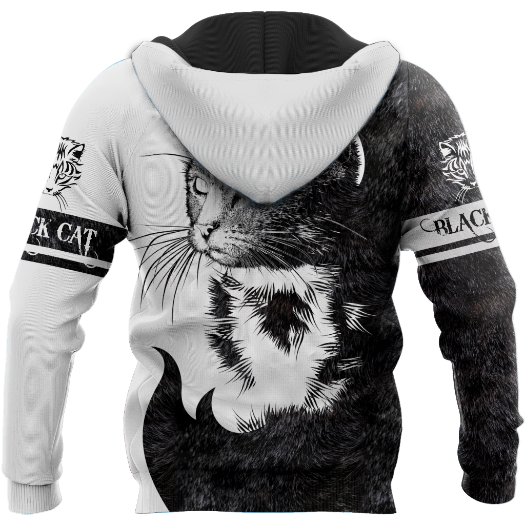 Love Black Cat Tattoo white 3D all over shirts for men and women