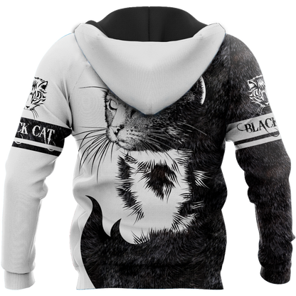 Love Black Cat Tattoo white 3D all over shirts for men and women