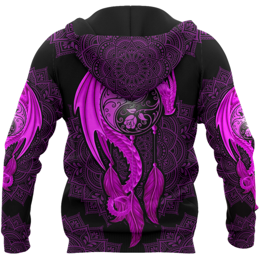 Mandala Purple Dragon Tattoo Shirt For Men and Women-NM