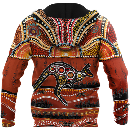 Aboriginal Australia Kangaroo running Lizard Art shirts for men and women