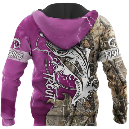 Trout Fishing purple Tattoo camo shirts for men and women