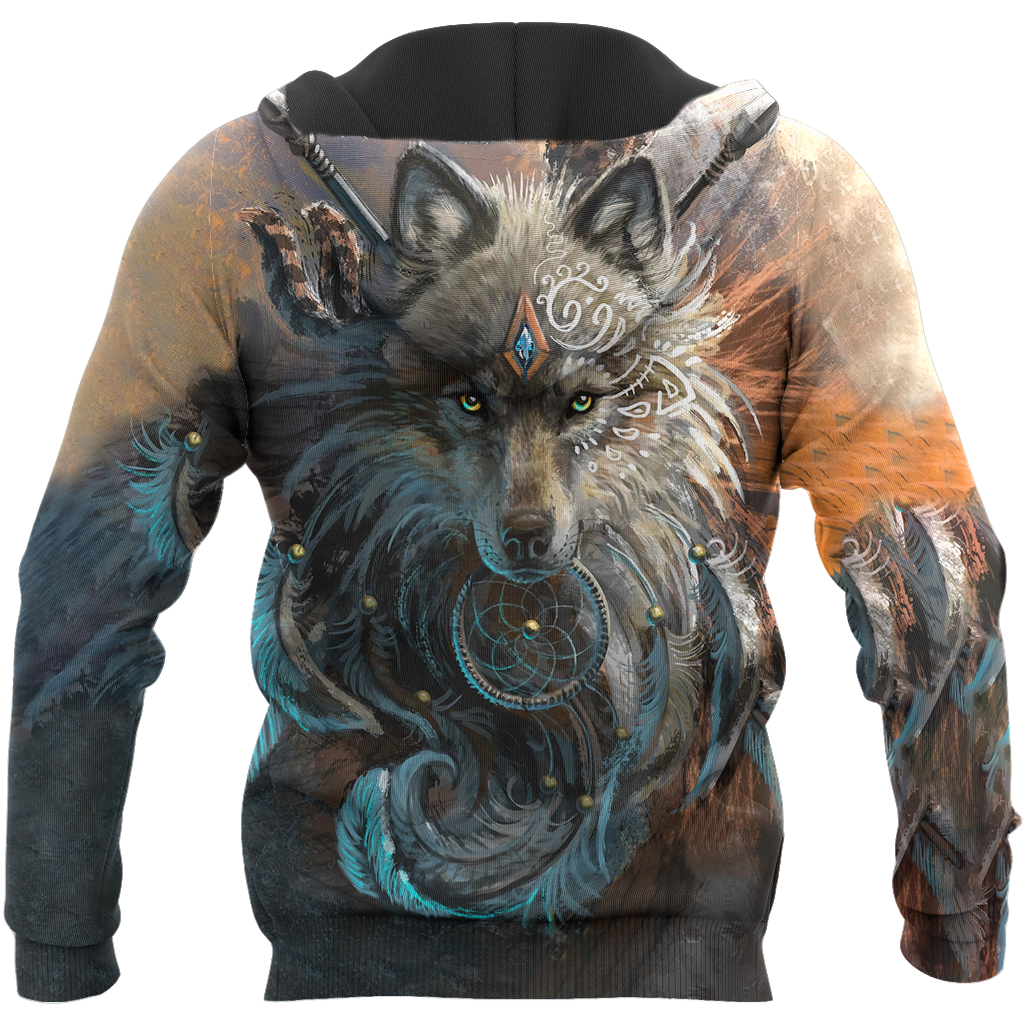 Native American Wolf Hoodie T Shirt For Men and Women HAC220401-Apparel-NM-Hoodie-S-Vibe Cosy™