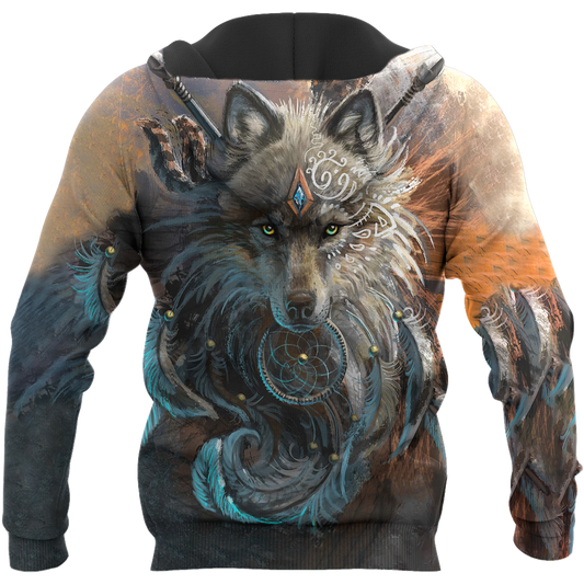 Native American Wolf Hoodie T Shirt For Men and Women HAC220401-Apparel-NM-Hoodie-S-Vibe Cosy™