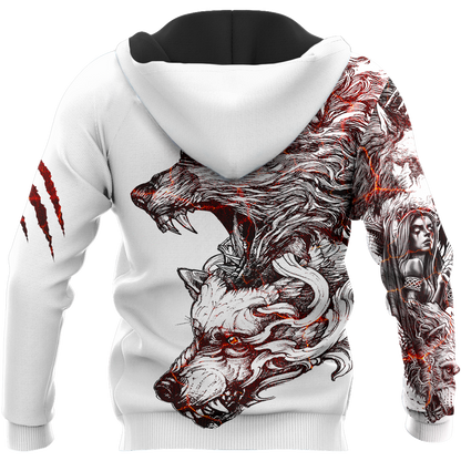 3D Alpha Wolf Tattoo Over Printed Shirt for Men and Women
