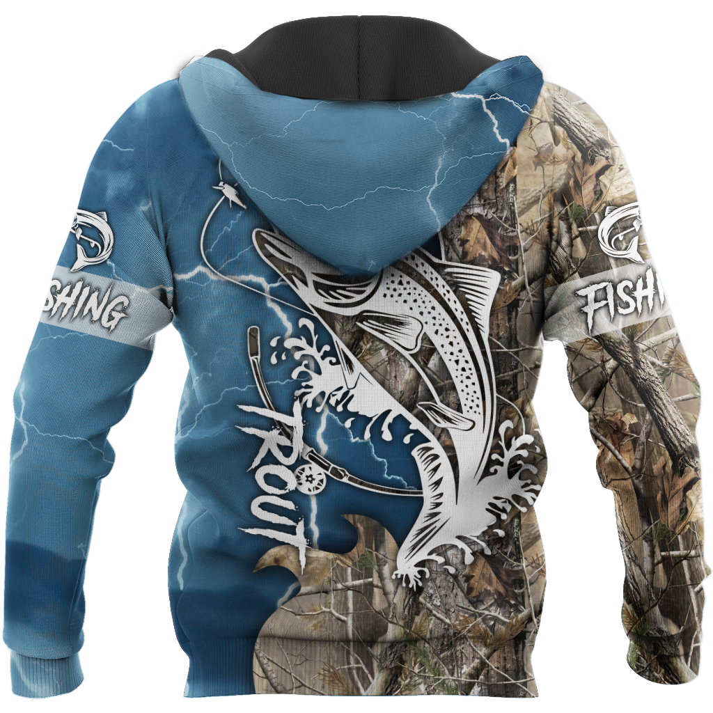 Trout Fishing Tattoo camo shirts for men and women blue color
