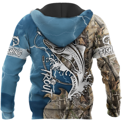 Trout Fishing Tattoo camo shirts for men and women blue color
