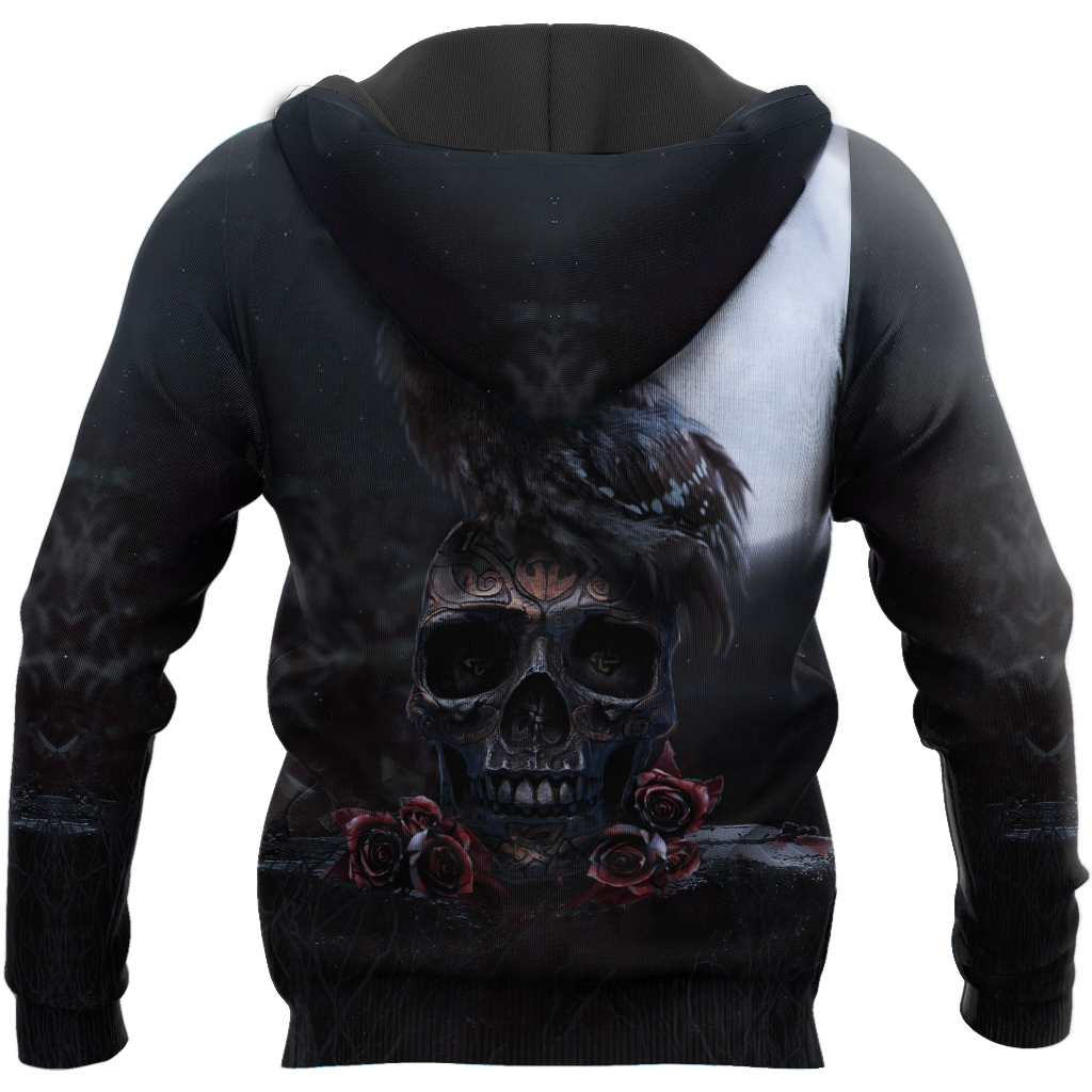 Skull And Owl All Over Printed Hoodie For Men And Women MEI