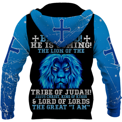 BE HOLD HE IS COMING THE LION OF THE TRIBE OF JUDAH JESUS CHRIST KING OF KINGS - Amaze Style™-Apparel