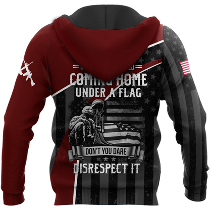 Veteran Honor the fallen Coming Home under a Flag Soldier 3D shirts for men and women