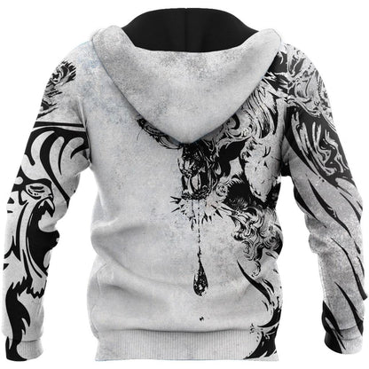 Power Tiger Tattoo 3D Over Printed Hoodie Tshirt for Men and Women-ML