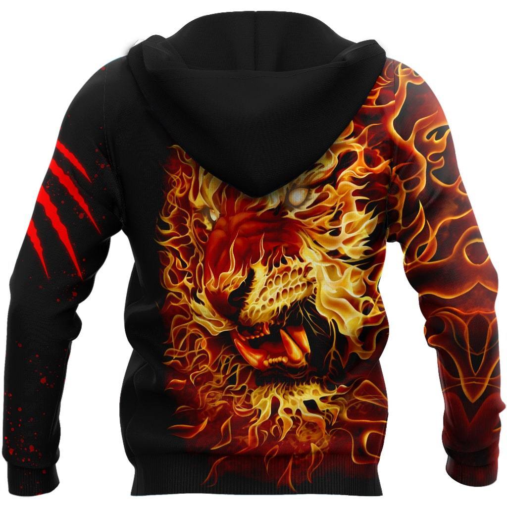 Firer Tiger 3D Over Printed Hoodie Cloak for Men and Women-ML