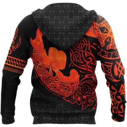 Fenrir Viking 3D Tattoo Over Printed Hoodie for Men and Women-ML