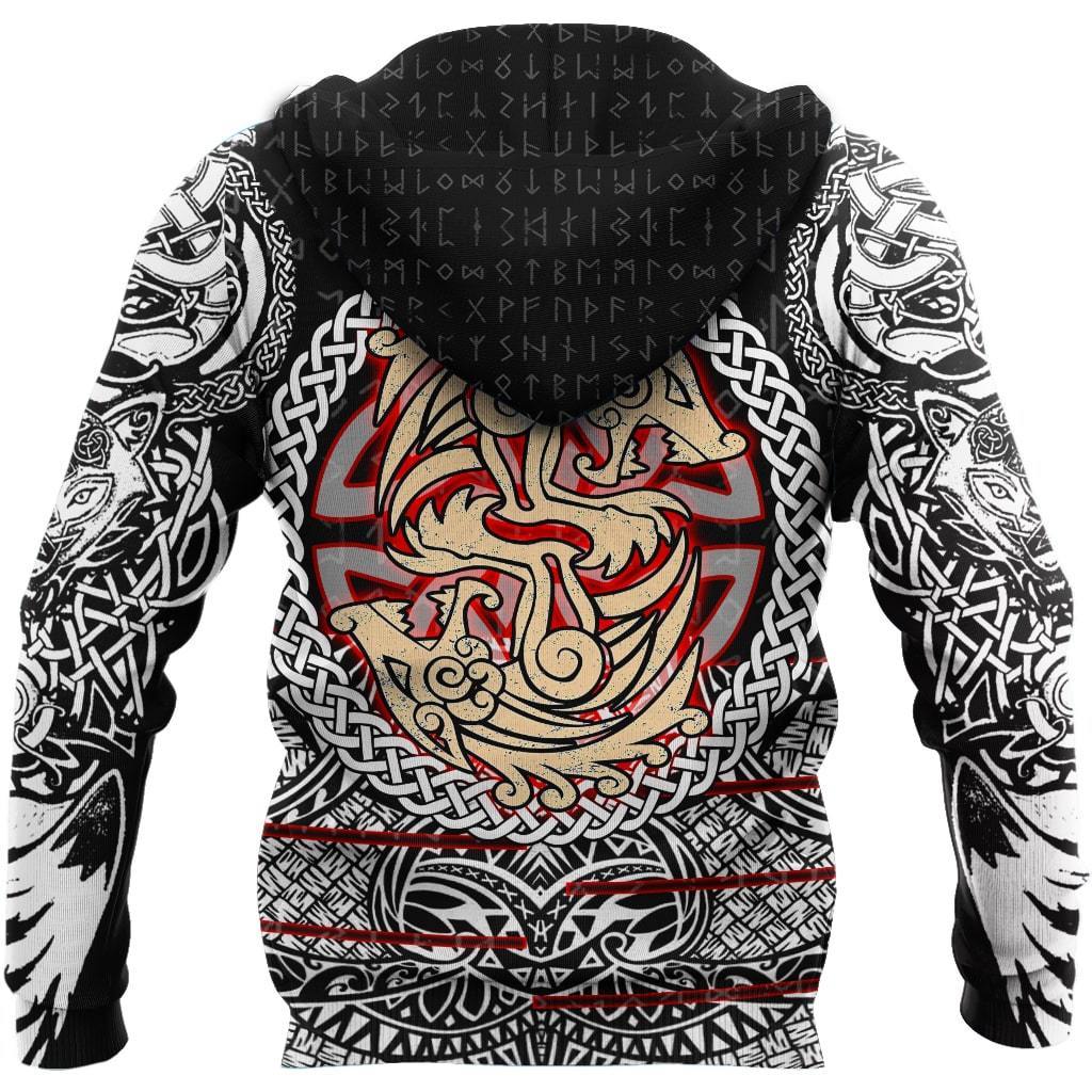 Fenrir Viking Tattoo 3D Over Printed Hoodie for Men and Women-ML