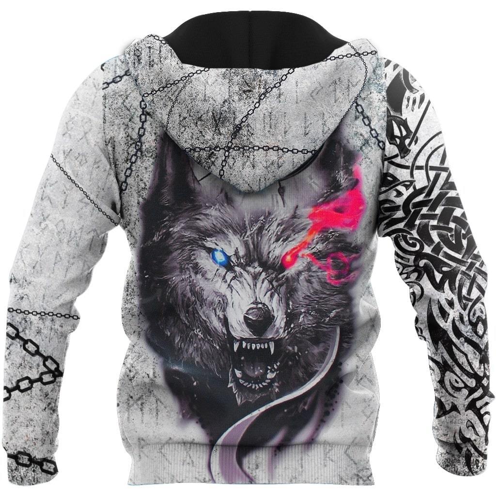 Gray Wolf Tattoo 3D Over Printed Hoodie for Men and Women-ML