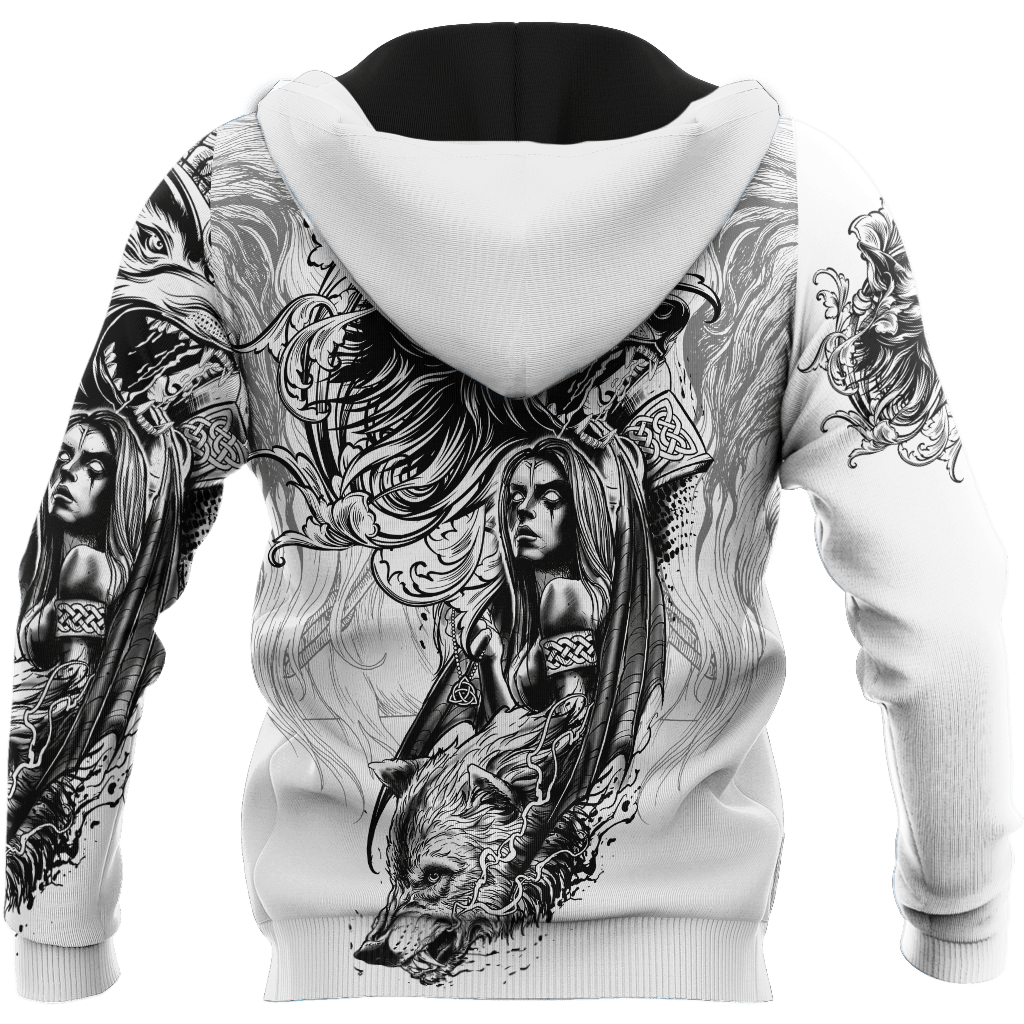 Wolf Tattoo 3D Over Printed Unisex Hoodie-ML