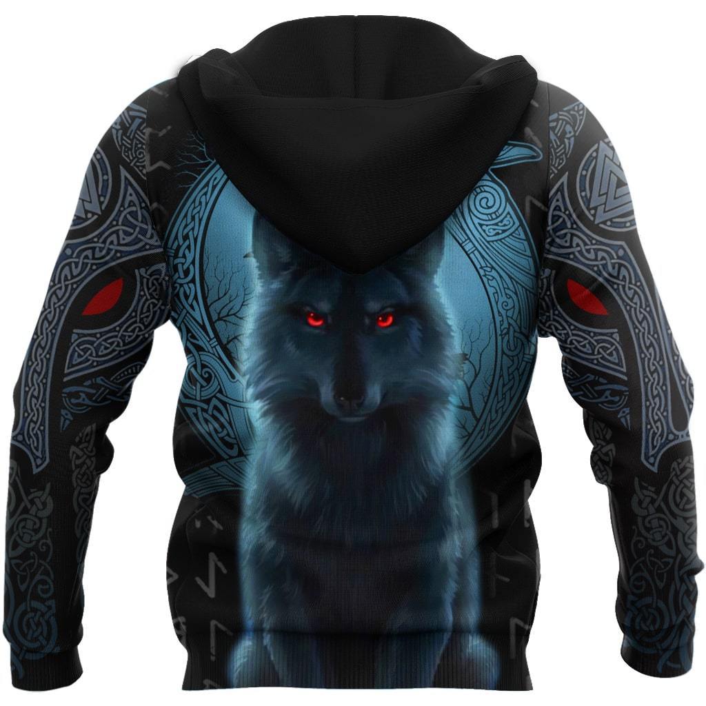 Fenrir Viking Wolf And Moon 3D Over Printed Hoodie for Men and Women-ML