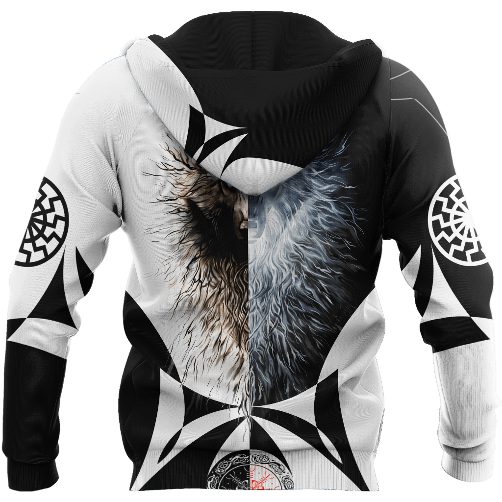 Day and Night Wolf 3D Over Printed Hoodie for Men and Women-ML