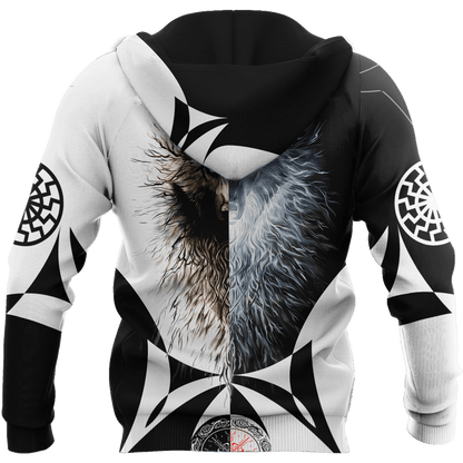 Day and Night Wolf 3D Over Printed Hoodie for Men and Women-ML