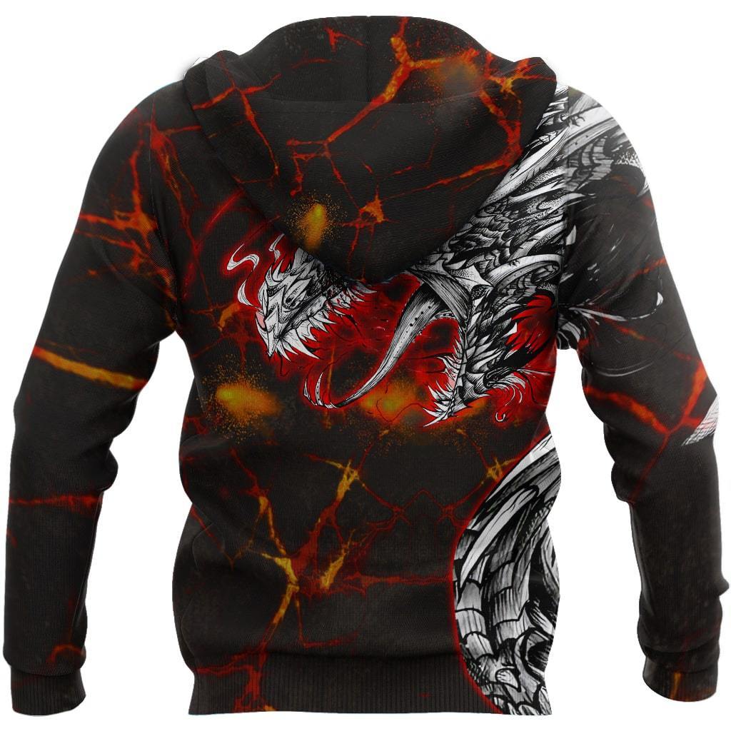 Dragon Lava Art 3D Over Printed Hoodie Tshirt for Men and Women-ML