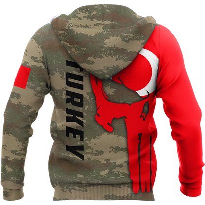 Turkey Skull Flag Camo Style 3D All Over Printed Hoodie Shirt Limited by SUN QB06232006