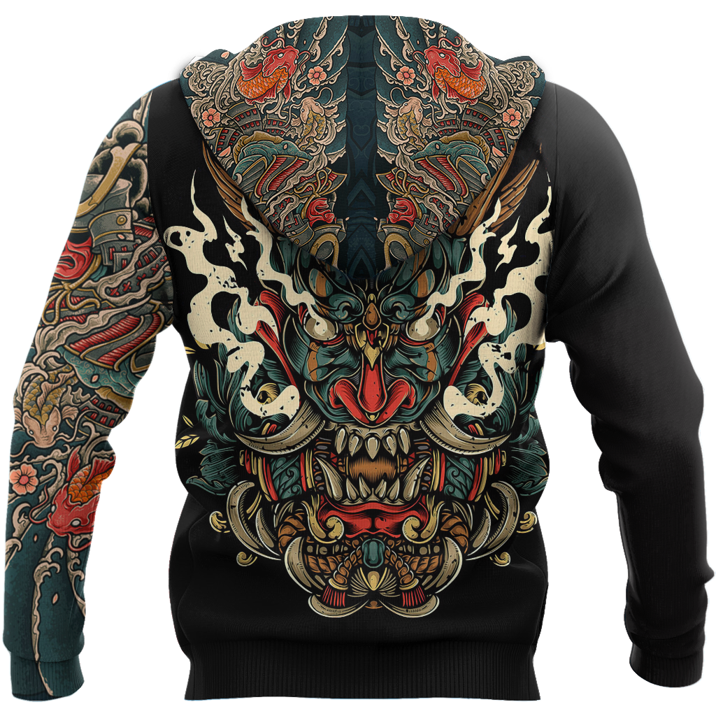 Oni Mask Tattoo 3D Over Printed Shirt for Men and Women
