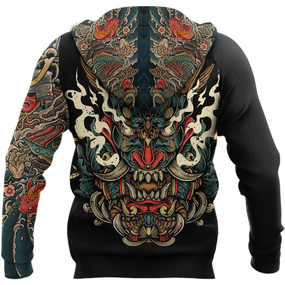 Oni Mask Tattoo 3D Over Printed Shirt for Men and Women