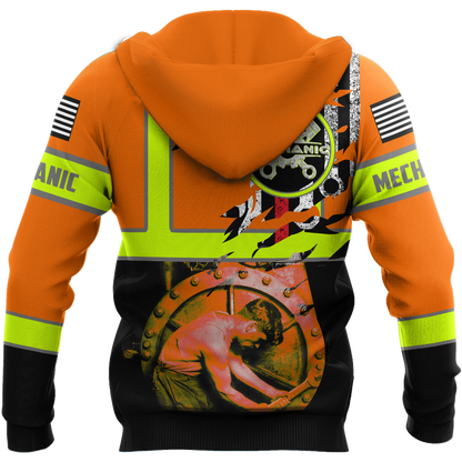 All Over Printed Mechanic Hoodie For Men and Women TN