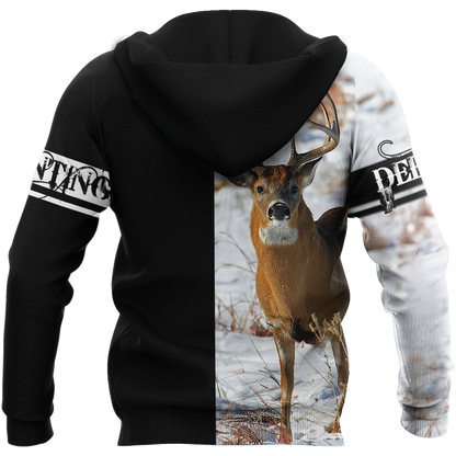 Premium Deer Hunting for Hunter Half White Camo 3D Printed Unisex Shirts