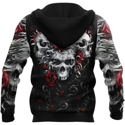 Unique Unisex All Over Printed Skulls And Roses Shirts MEI
