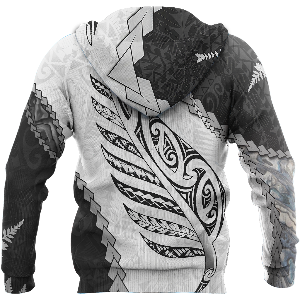 Paua Shell Maori Silver Fern New Zealand 3D Unisex Hoodie