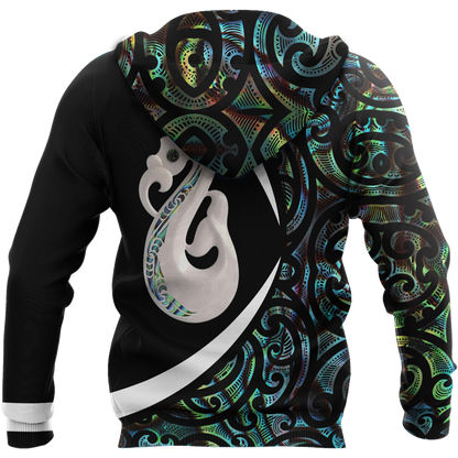 Aotearoa Manaia Silver Fern Paua Shell New Zealand 3D Unisex Hoodie