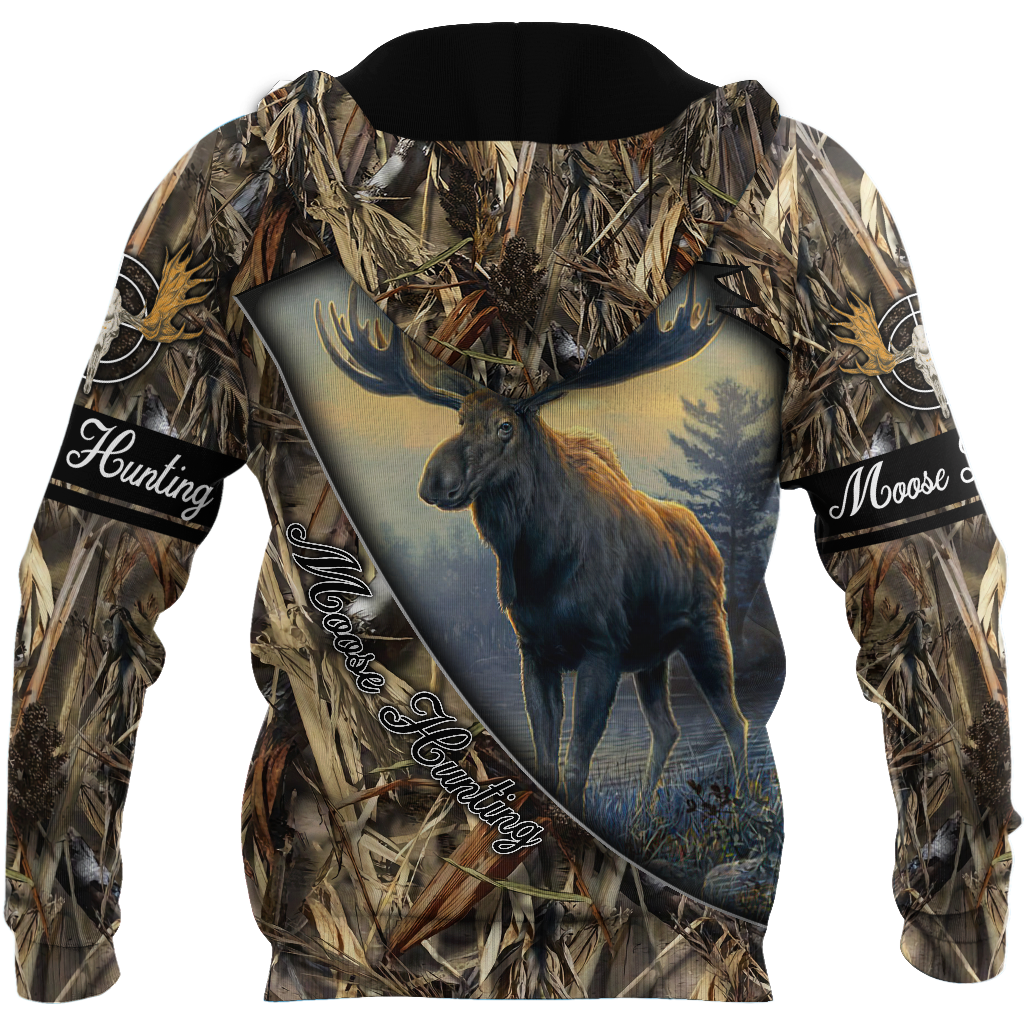 Moose Hunting 3D Over Printed Unisex Deluxe Hoodie