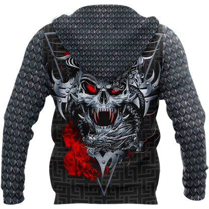 Love dragon Skull red 3D all over printed for man and women QB06152002