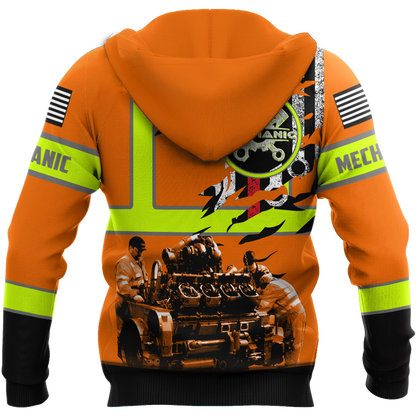 All Over Printed Mechanic Hoodie For Men and Women TN