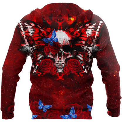 Butterfly love Skull red 3D all over printed for man and women QB05312002