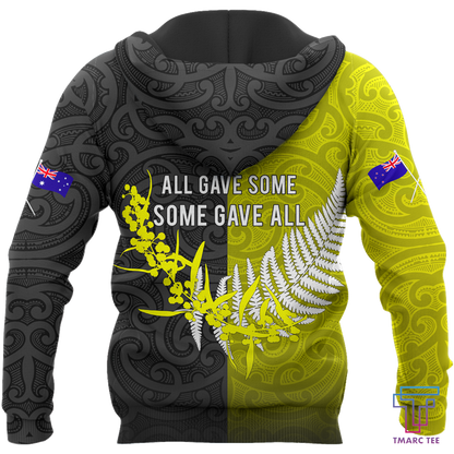 Remembrance day lest we forget Australia and Kiwi Soldier wattle silver fern TR030404 - Amaze Style™-Apparel